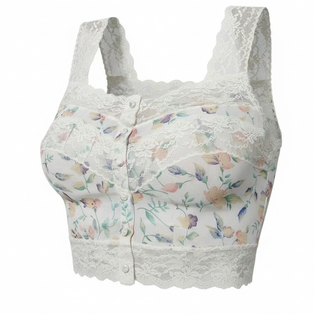 VTG Victoria's Secret Gold Label Floral Lace CROP TOP‎ Cami Petite P XS Coquette